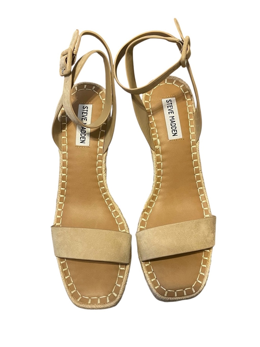Steve Madden Tan Suede Wedge Sandal Granola Neutral sz 9 NIB - Picture 6 of 11
